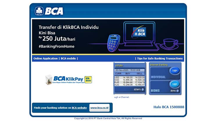 Limit Transfer Melalui Internet Banking BCA