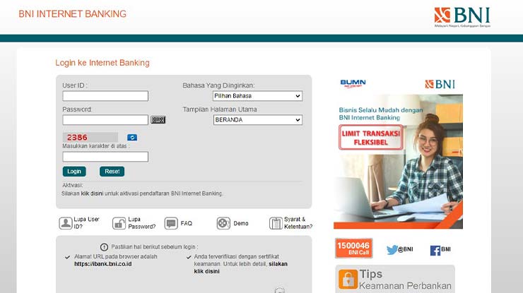 Melalui Internet Banking BNI