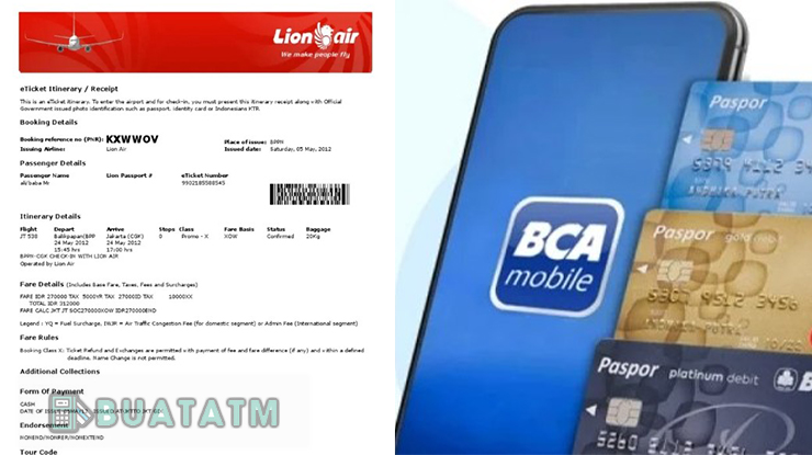 Langkah langkah Bayar Tiket Lion Air via ATM BCA