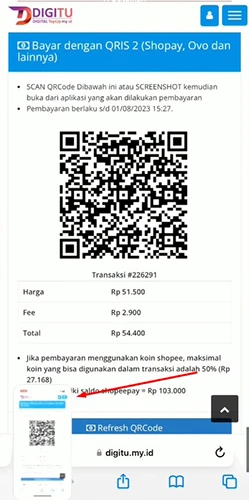 Screenshoot QR Transaksi Koin Shopee