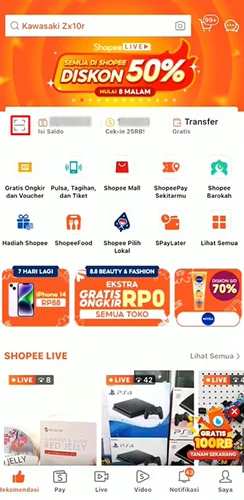 Tap Icon Scan QR Shopee